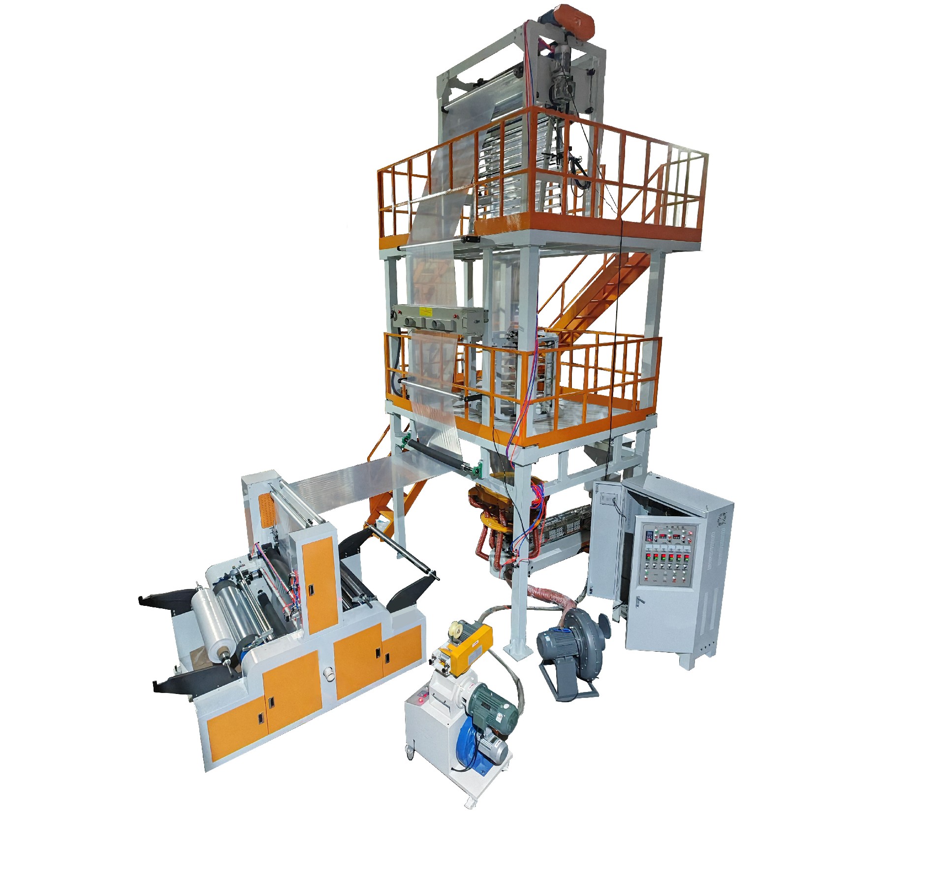 High Speed Single Layer Double Winder Plastic Film Blowing Extrusion Machine